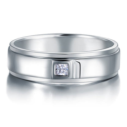 Anillo de plata de ley con diamantes simulados engastados en bisel para hombre