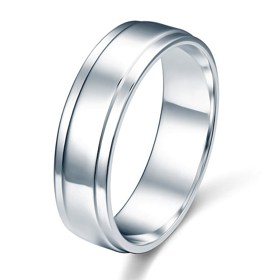 Alianza de boda de 6,3 mm en plata de ley para hombre