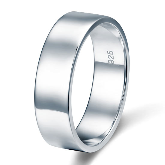 Alianza clásica lisa de 6,3 mm en plata de ley para hombre
