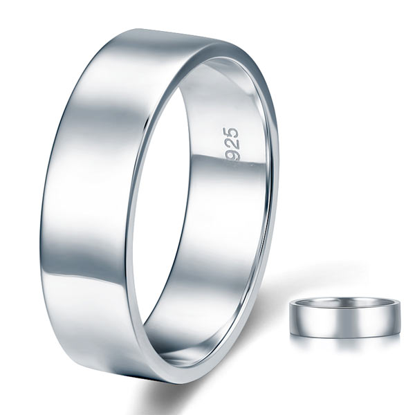 Alianza clásica lisa de 6,3 mm en plata de ley para hombre