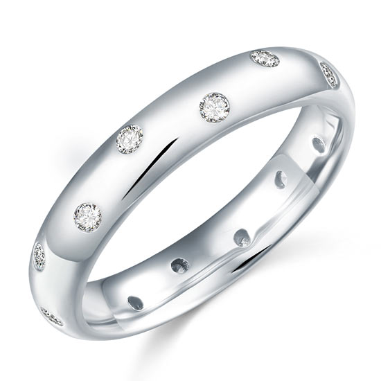 Alliance multi-pierres en argent sterling avec diamants synthétiques de 4 mm