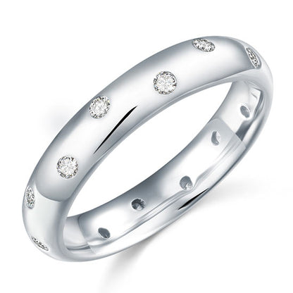 Alliance multi-pierres en argent sterling avec diamants synthétiques de 4 mm