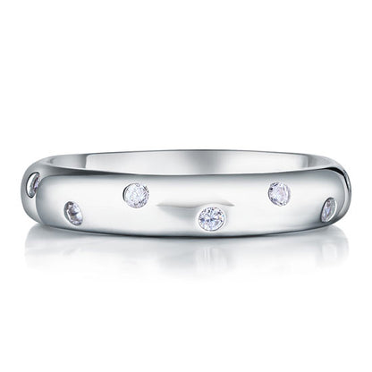 Alliance multi-pierres en argent sterling avec diamants synthétiques de 4 mm