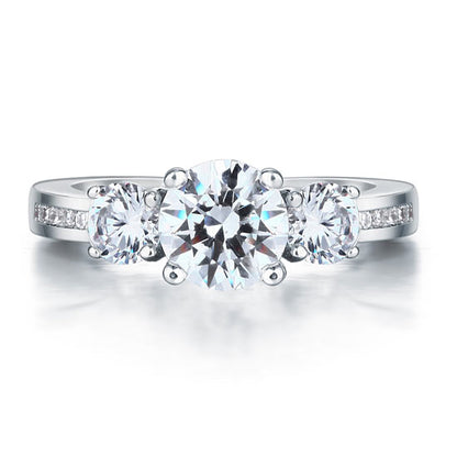 1.25 CT. Three-Stone Simulated Diamond Pavé Ring in Sterling Silver