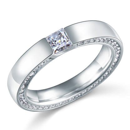 0.25 CT. Princess Cut Simulated Diamond Pavé Band in Sterling Silver