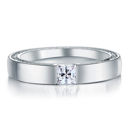 0.25 CT. Princess Cut Simulated Diamond Pavé Band in Sterling Silver