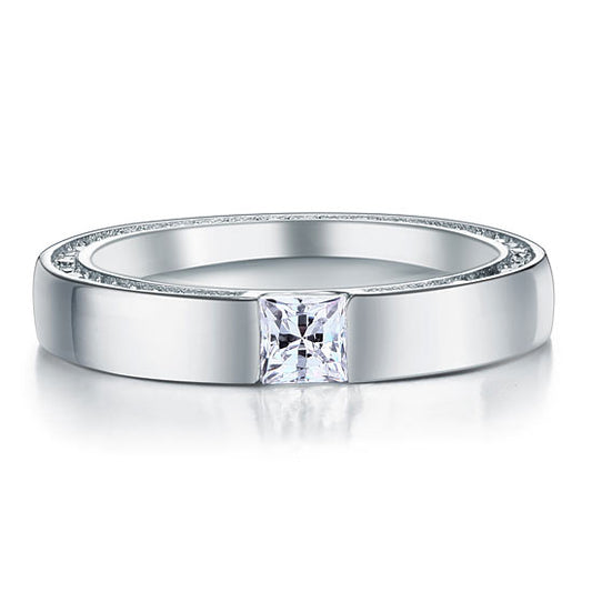 0.25 CT. Princess Cut Simulated Diamond Pavé Band in Sterling Silver