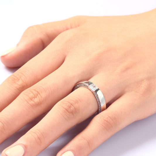 0.25 CT. Princess Cut Simulated Diamond Pavé Band in Sterling Silver