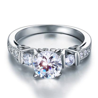1.25 CT. Round Simulated Diamond Milgrain Ring in Sterling Silver