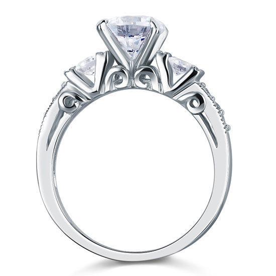 1.25 CT. Round Simulated Diamond Milgrain Ring in Sterling Silver
