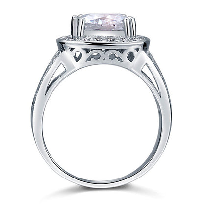 Bague halo vintage en argent sterling avec diamants synthétiques taille coussin de 4 carats