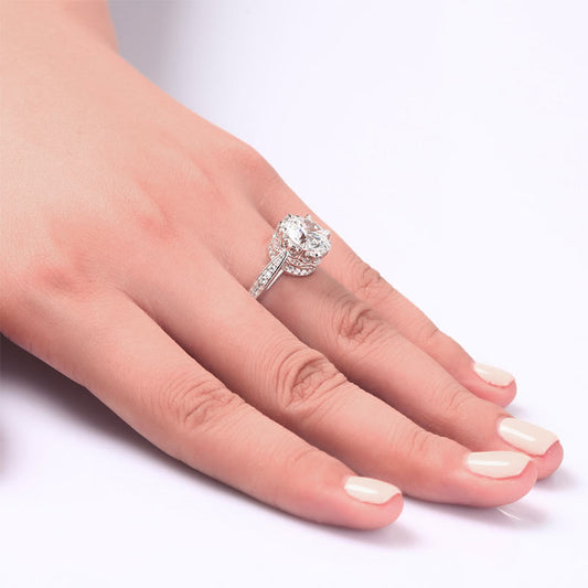 Bague vintage en argent sterling avec diamants synthétiques ronds de 2,5 carats