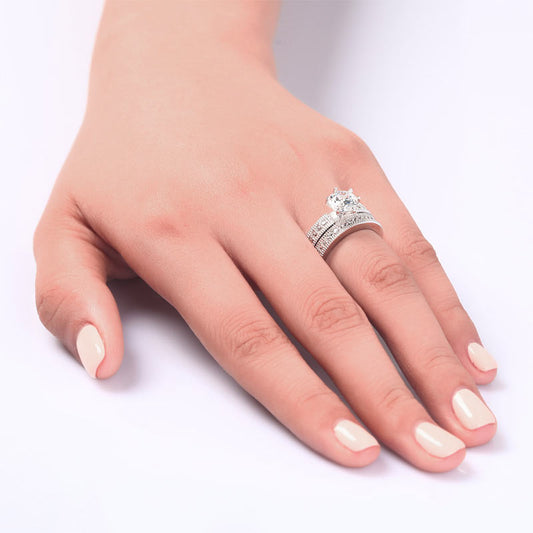 1.25 CT. Round Simulated Diamond Milgrain Bridal Set in Sterling Silver