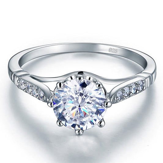 Bague pavée de diamants synthétiques ronds de 2 carats en argent sterling