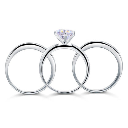 Parure de mariage 3 pièces en argent sterling avec diamants synthétiques de 2 carats