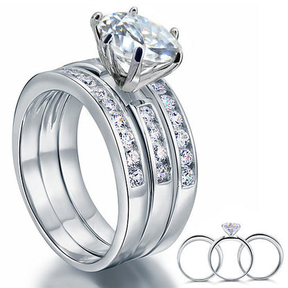 Parure de mariage 3 pièces en argent sterling avec diamants synthétiques de 2 carats