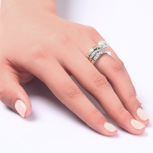 Parure de mariage 3 pièces en argent sterling avec diamants synthétiques de 2 carats