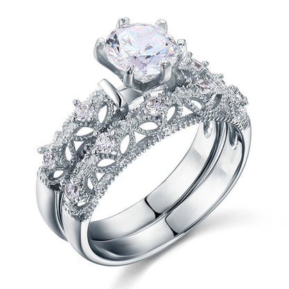 1.25 CT. Vintage Style Simulated Diamond Bridal Set in Sterling Silver
