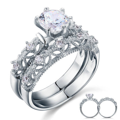 1.25 CT. Vintage Style Simulated Diamond Bridal Set in Sterling Silver