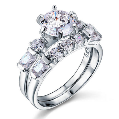2 CT. Multi-Stone Simulated Diamond Bridal Set in Sterling Silver