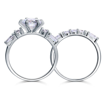 2 CT. Multi-Stone Simulated Diamond Bridal Set in Sterling Silver