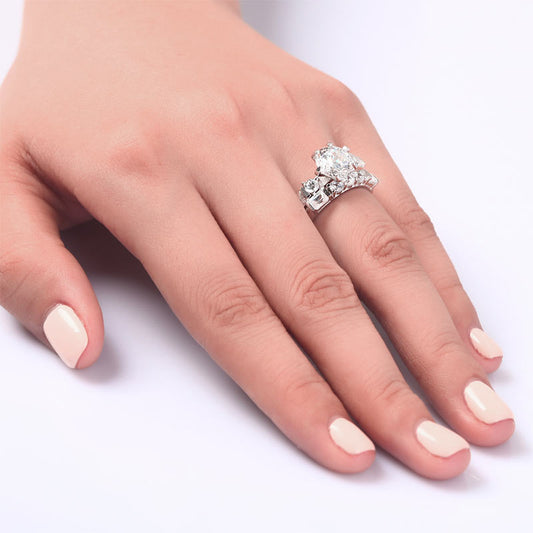 2 CT. Multi-Stone Simulated Diamond Bridal Set in Sterling Silver