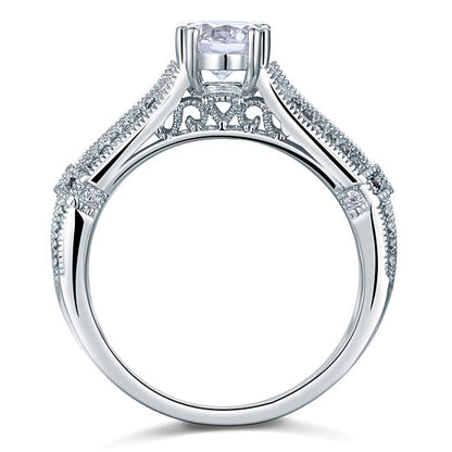 1 CT. Round Simulated Diamond Vintage Style Ring in Sterling Silver