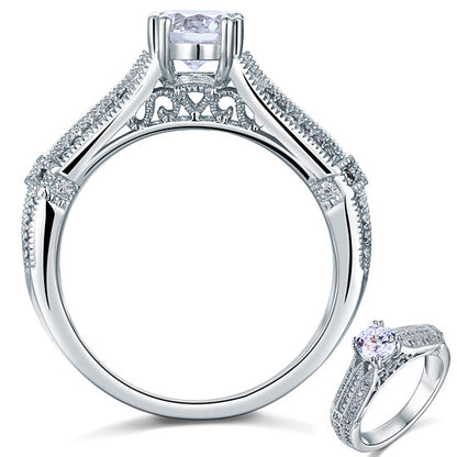 1 CT. Round Simulated Diamond Vintage Style Ring in Sterling Silver