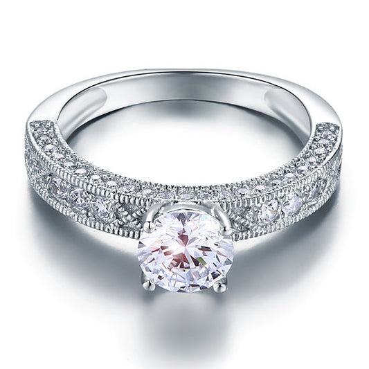 1.25 CT. Round Simulated Diamond Vintage Style Ring in Sterling Silver