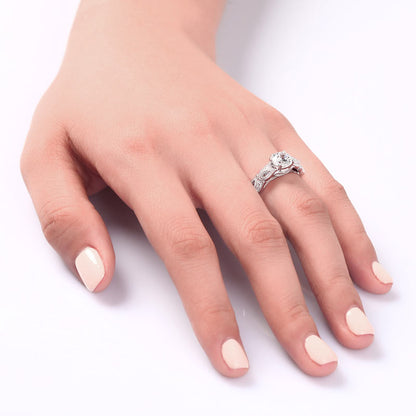 1 CT. Round Simulated Diamond Vintage Style Ring in Sterling Silver