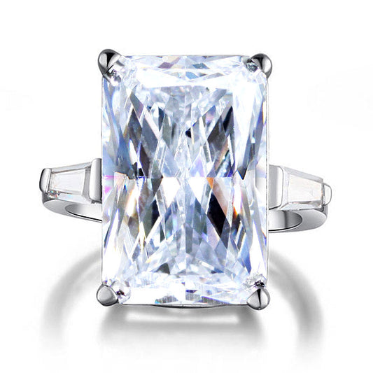 Bague en argent sterling avec diamant synthétique taille princesse rectangulaire de 8,5 carats