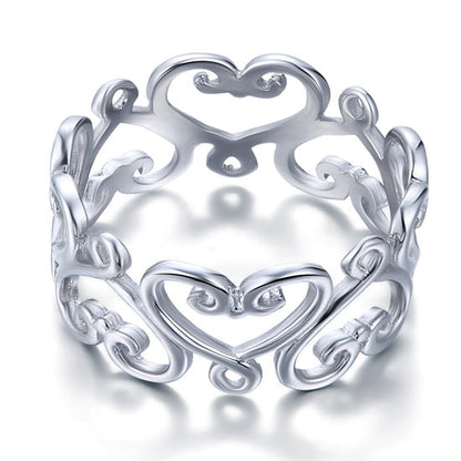 Anillo de eternidad con filigrana de corazón en plata de ley