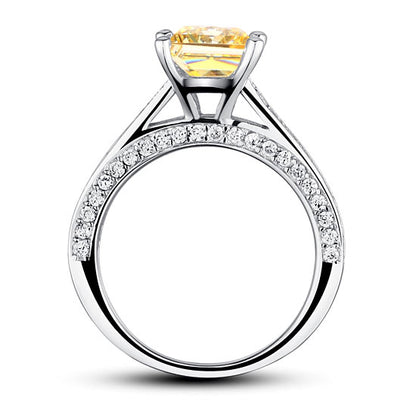 1.5 CT. Princess Cut Yellow Simulated Diamond Engagement Ring in Sterling Silver