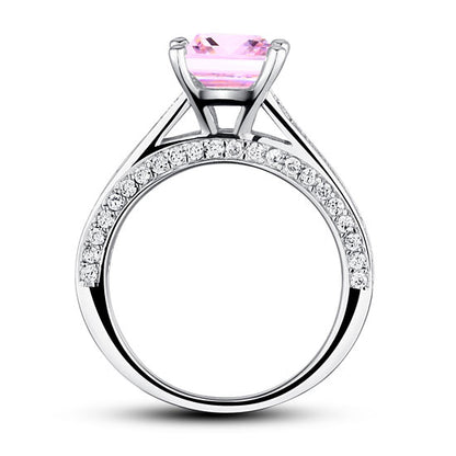 1.5 CT. Princess Cut Pink Simulated Diamond Engagement Ring in Sterling Silver