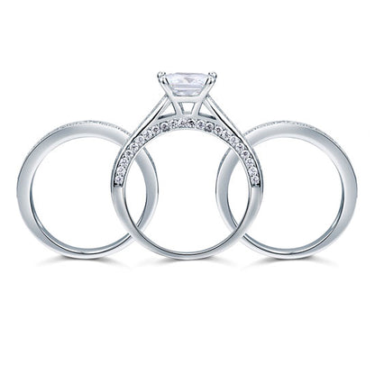 1.5 CT. Princess Cut Simulated Diamond 3-Piece Bridal Set in Sterling Silver