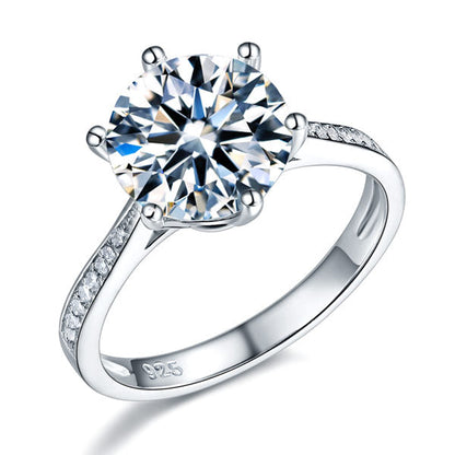 Anillo de diamantes redondos simulados de 3 quilates en plata de ley