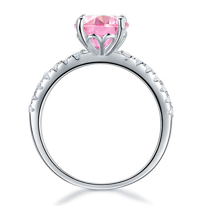 Bague en argent sterling avec diamant synthétique rose rond de 2 carats