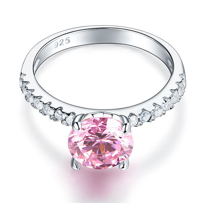 Bague en argent sterling avec diamant synthétique rose rond de 2 carats