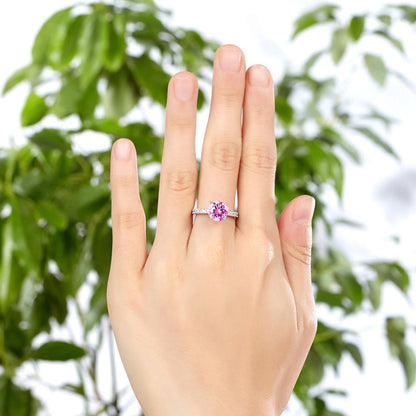 Bague en argent sterling avec diamant synthétique rose rond de 2 carats