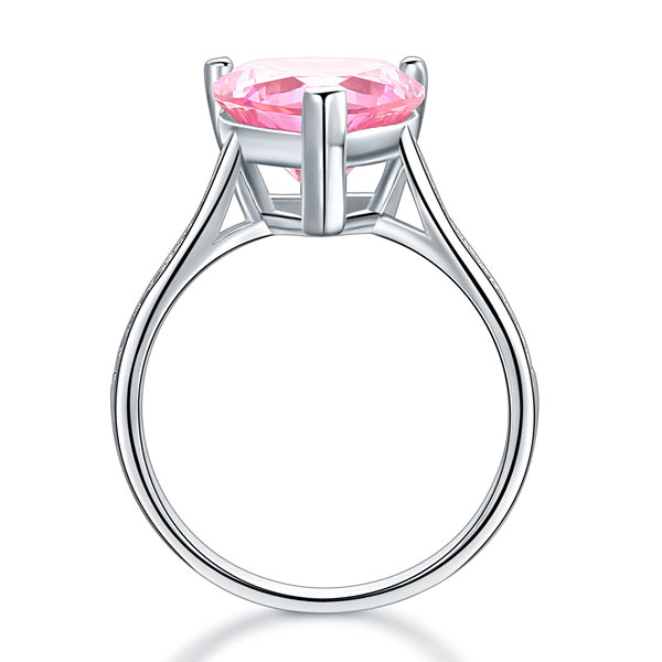 Bague en argent sterling avec diamant synthétique rose taille cœur de 3,5 carats