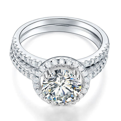 Parure de mariage en argent sterling avec diamants synthétiques ronds de 2 carats