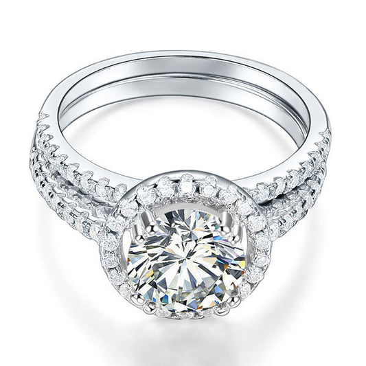 Parure de mariage en argent sterling avec diamants synthétiques ronds de 2 carats