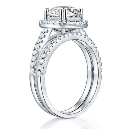 Parure de mariage en argent sterling avec diamants synthétiques ronds de 2 carats
