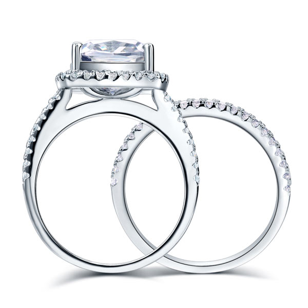 Parure de mariage en argent sterling avec diamants synthétiques ronds de 2 carats