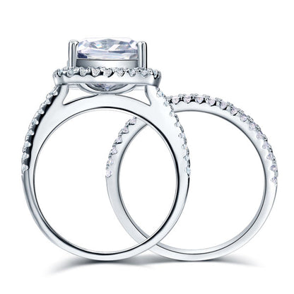 Parure de mariage en argent sterling avec diamants synthétiques ronds de 2 carats