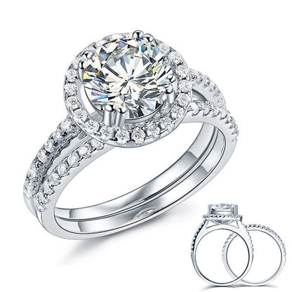 Parure de mariage en argent sterling avec diamants synthétiques ronds de 2 carats