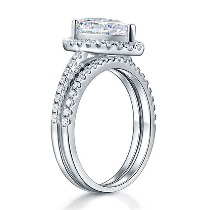 2 CT. Pear Cut Simulated Diamond Halo Bridal Set in Sterling Silver