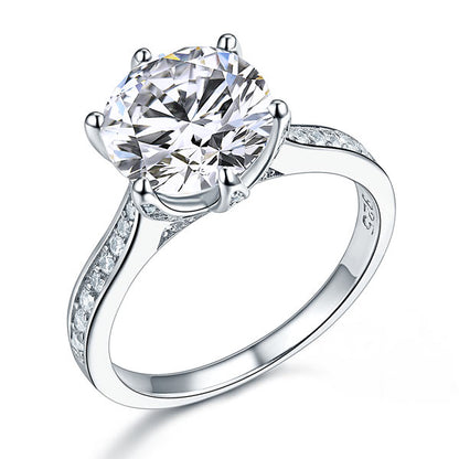 Anillo de plata de ley con diamante simulado de talla brillante redonda de 3 quilates