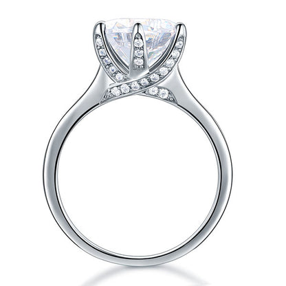 Anillo de plata de ley con diamante simulado de talla brillante redonda de 3 quilates