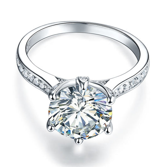 Anillo de plata de ley con diamante simulado de talla brillante redonda de 3 quilates
